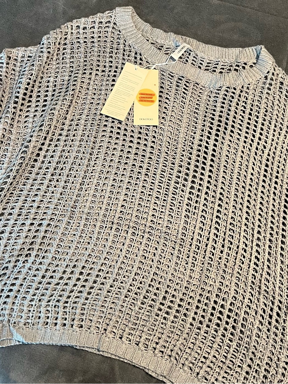 Light Gray Open Knit Sweater swim cover up- size XL